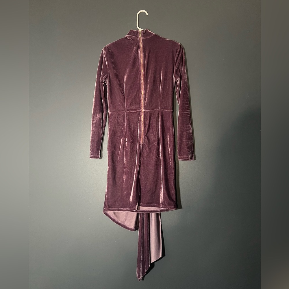 AKIRA Faux Wrap Velvet Dress, Lavender Size Small - Picture 3 of 4